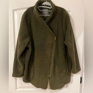 Size 3X- Maurice's Olive Teddy Sherpa Jacket- new with tags
